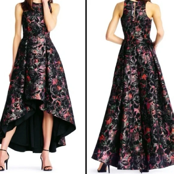 Multicolor floral jacquard high low dress - Picture 2 of 13